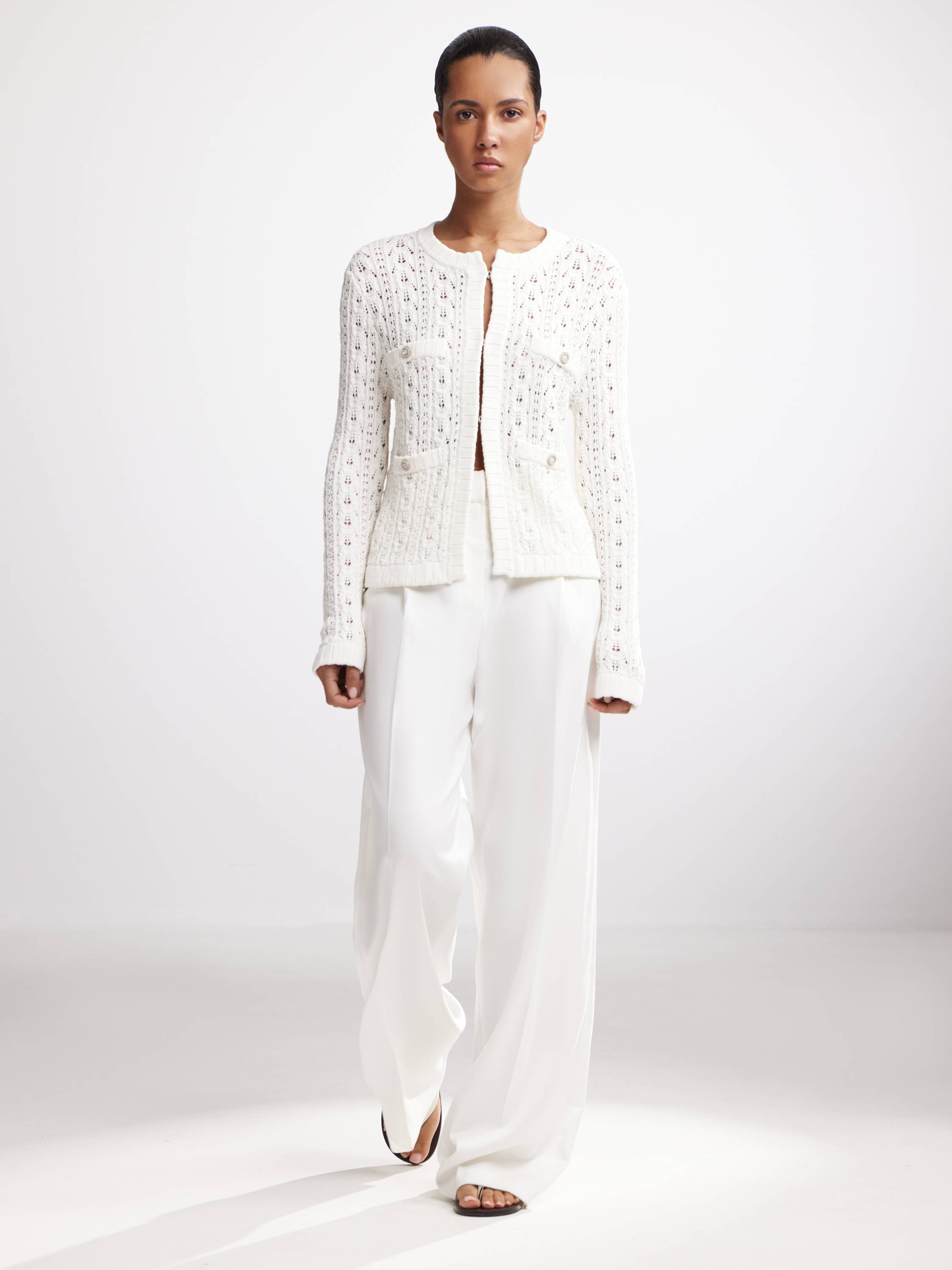 Кардиган ажурной вязки из хлопка Кардиган ажурной вязки из хлопка